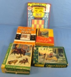 4 Vintage Game Themed Puzzles & Winchester Dial Me In 25 Cent Punch Card Board