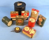 Box Lot: Vintage Powder Cans; Dupont & American Can Co. Quick Loader; Tin W/spout