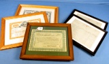 Misc. Lot-winc. (wra); Packard Motor Car Co.(2) Stock Certificates; 2 Winchester-simmons Invoices;