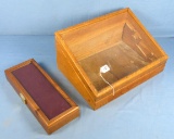 2 Small Glass Top Display Cases (1-slant Front 