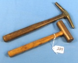 2 Brass Specialty Hammers; (1 Cylindrical & One Tack Hammer Pick Style); Winchester (your Call)