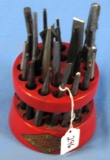 Assorted Drill Bits; Chisels; Punches; Winchester In Drill Bit Display; Shapleigh's Diamond Edge; R