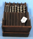 Set Of Drill Bits In Wooden Case; Orig Metal Tag; Winchester