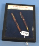 Mechanical Pencil And Fountain Pen Set; Winchester; Brown Celluloid