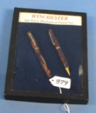 Mechanical Pencil And Fountain Pen Set; Winchester; Brown Celluloid