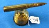 Desk Ornament/stamp Dispenser 50 Cal. Cartridge On Stand; Winchester Western; Brass