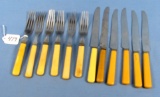 6 Table Knives & 6 Forks; Celluloid Hndls.; Winchester