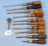 9 Household Screwdrivers; Includes: 7173;(rare); 7175 (rare); 7171; 3- 7174; 3-july Special & 1-poc