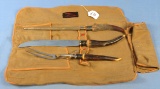 Carving Set; 3 Pc.; Stag Hndls; Silver Ferrules; In Brown Cloth Roll; W/tag; Winchester