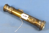 Unusual Double Ended Flashlight; Brass; (2 Separate Switches; 1 Standard Lens; 1 Bulbous Magnifier