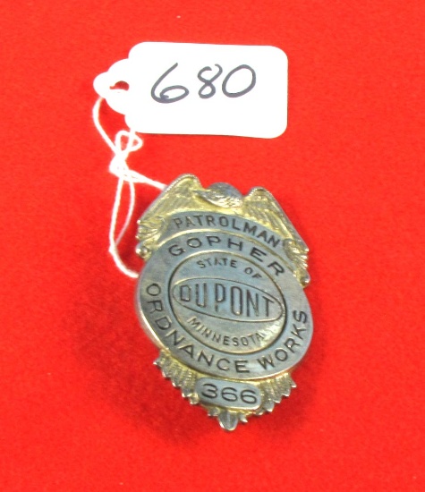 Patrolman Badge; Gopher Ordnance Works; State Of Minnesota; Dupont 366