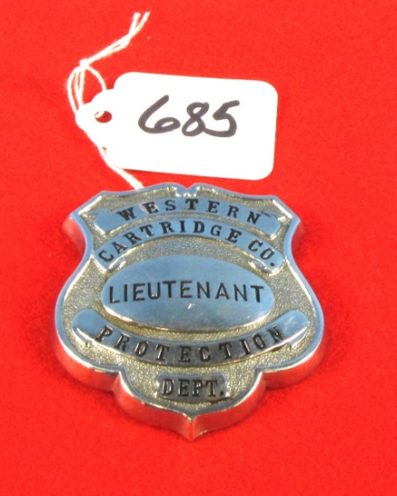 Western Cartidge Co. Lieutenant Protection Dept. Badge