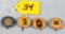 Lot: Adv. 4 Pin Backs (shamrock Graniteware-pitcher & Shamrock; Stewart-rozwood Enamel Ware; Blue D