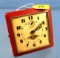 Norvell Shapleigh Alarm Clock; Diamond Edge; Red Square Frame; By Westclox; Runs Fine
