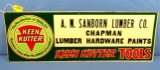 Metal Advertising Store Sign; 9 3/4in X 27 3/4in; Am Sandborn Lumber Co.; Chapman; Keen Kutter