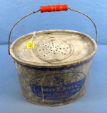 Steel Minnow Bucket; Mit-shell Graphic In Blue; Oval