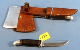 Western Hand Axe/hunting Knife Combo In Sheath