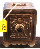 Penny Bank; Coin Deposit Bank; Cast Iron; 4in X 5in X 3 3/4in (has Combination)