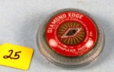 Glass Paperweight; Diamond Edge; Round; In Orig. Box; Very Nice