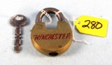 Winchester Brass Padlock (arnall #2) Nice Lock; W/key-not Orig. One.