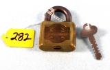 Winchester Brass Padlock (arnall #4) Nice Lock W/ Winc. Key