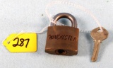 Winchester Small Brass Padlock (arnall #10) Nice Lock W/winc. Key