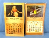 2 Store Calendars; Diamond Edge; Lawry City; Mo 1953 (boat W/fisherman; Photo) & 1951; De Soto; M