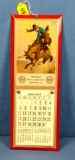Metal Wall Calendar; Full Pad (photocopied); 1947 W/cowboy & Bucking Bronc; Sam Wead; Brownstown; I