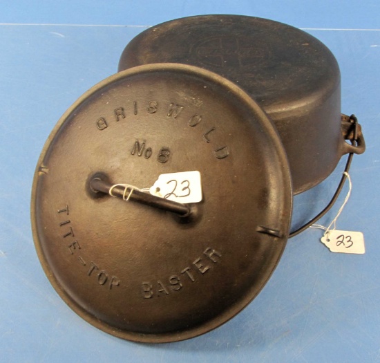 #8 Tite Top Dutch Oven; P/n 833; Griswold Ll; Slant & Low Dome Griswold Tite Top Baster Lid; P/n 25