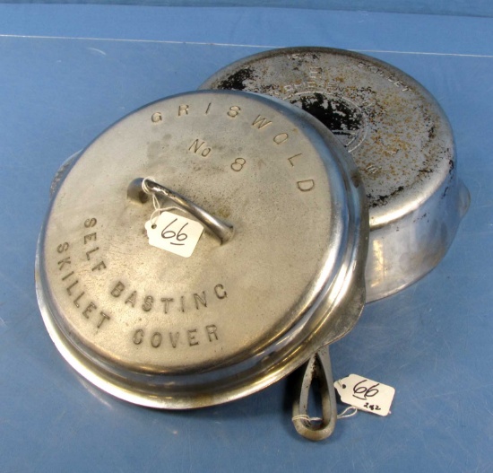 #8 Skillet Or Chicken Pan; Griswold Epu; Ll; Block; Deep; P/n 777 W/griswold Raised Letter; Self Ba