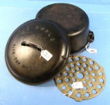 #9 Tite-top Dutch Oven; P/n 834; Griswold; Ll; Block; Epu W/high Dome; Raised Letter Lid; P/n 2552