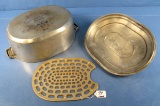 #5 Aristocraft Oval Roaster; Alum. Griswold; A1485; Cover A1465c; Trivet A1485t