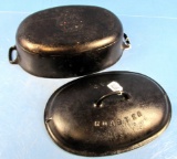 No. 5 Oval Roaster Dutch Oven; Raised Letter Lid; P/n 646; Griswold Epu; Ll; Block; P/n 645