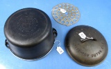 #8 Deep Tite-top Dutch Oven; Griswold; Epu; Low Dome; Raised Letter; Ll; Block; P/n 2551/1298 W/tri