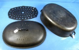 #9 Dutch Oven Oval Roaster; Griswold Epu; Ll; Block; Raised Letter Lid; P/n 650/649 W/trivet P/n 27