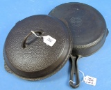 No. 8 Hinged Hammered Skillet & Lid; Griswold Sl; Erie; Pa;; P/n 2008/2028