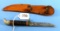 Hunting Knife W/sheath; Boy Scout Emblem On Blade; Button On Sheath; Official Boy Scouts Of America