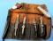 Multi Tool Knife In Leather Roll; Hadco Chicago; W/4 Tools ( 6 Slot Sheath)