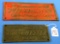 2 Cast Winchester Signs “we Recommend & Sell; Etc.In 1 Is Red (9 1/4in X 4) Rough; 1 Is Brass (4in