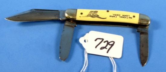 Pocket Knife; 3 Blade; National Farm Loan Assn. W/steer Head Keen Kutter Logo; #894