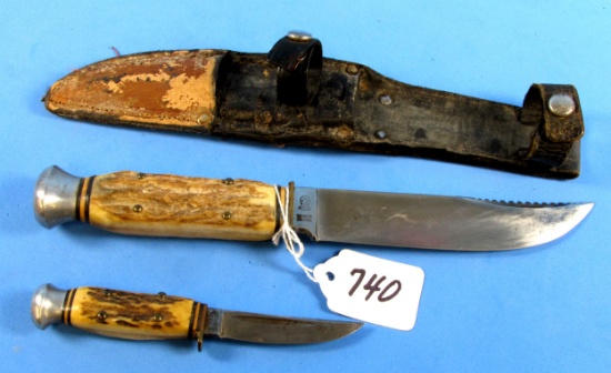 Set Of Hunting Knives W/ Duo Sheath; Henley & Co. Germany; Othello; Soligen