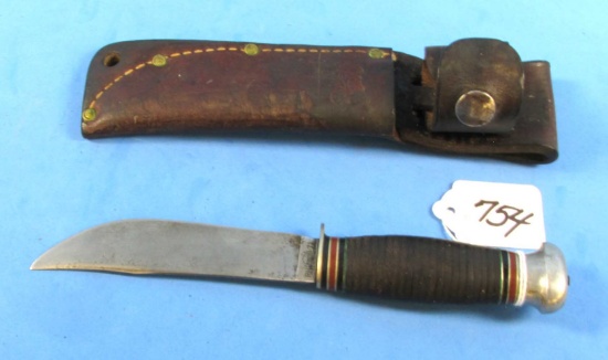 Hunting Knife W/sheath; ; Remington Rh 71; Blade Etched W/ Deer; Woods; 49er Sheath