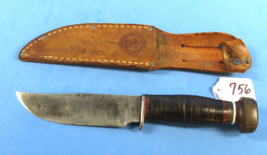 Hunting Knife W/sheath; Remington Pal Rh 34 In Mrkd Boy Scout Sheath