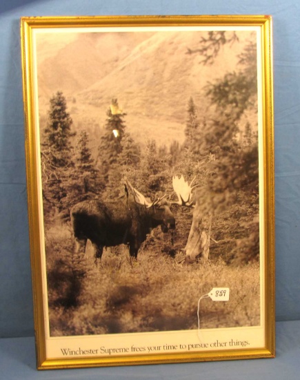 Framed Poster; Winchester Supreme Frees Your Time To Pursue Other Things; Sepia Toned W/moose; Appr