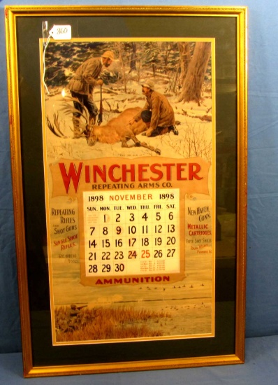 Winchester Calendar; 1898; Nov; Dec. Of Pad; Has A Few Tears. Stabilized Under Dbl Mat W/frame. “th