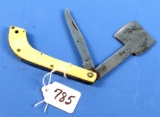 Combination Folding Knife & Hatchet; Western States Boulder; Co.; Unusual Shape To Hndl.