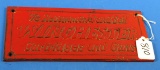 Cast Winchester Sign “we Recommend & Sell; Etc.In ; Red (9 1/4in X 4)