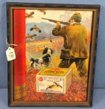 Framed Adv. Print; Approx.. 11in X 14in; Features 12 Ga. Quail Load; W/hunter; Birddog & Quail I