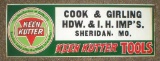 Metal Store Sign; Keen Kutter; Nos Keen Kutter & International Harvester Sign; 9 3/4 X 27 3/4 Sher