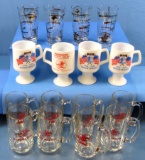 Lot: 6 Clear Glass Mugs; 4 Milk Glass Mugs; 4 Glasses; Winchester.